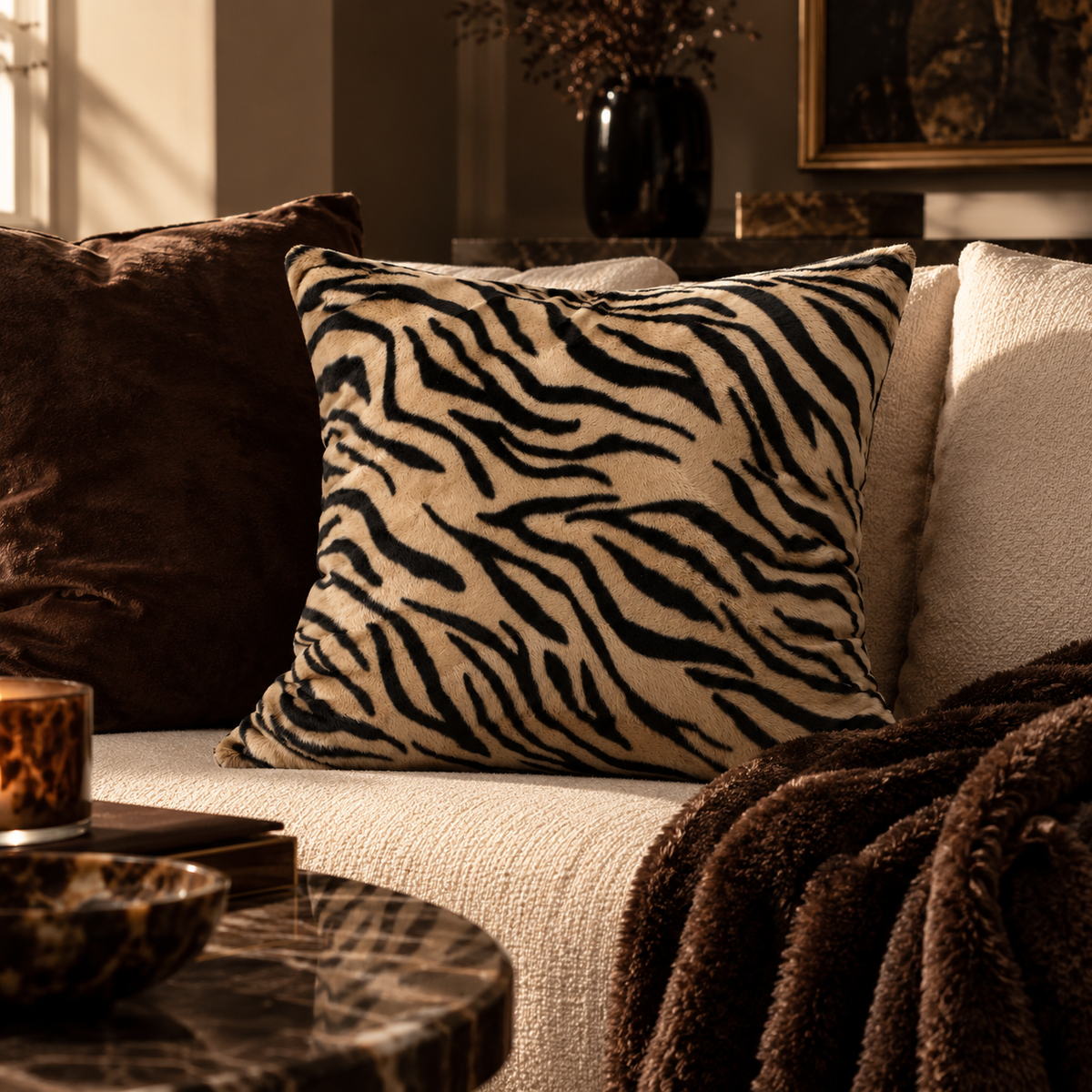 Luxe Animal Print Throw Pillow Cover | Leopard, Zebra & Giraffe Accent Pillow | Plush Decorative Cushion Cover | Statement Home Decor