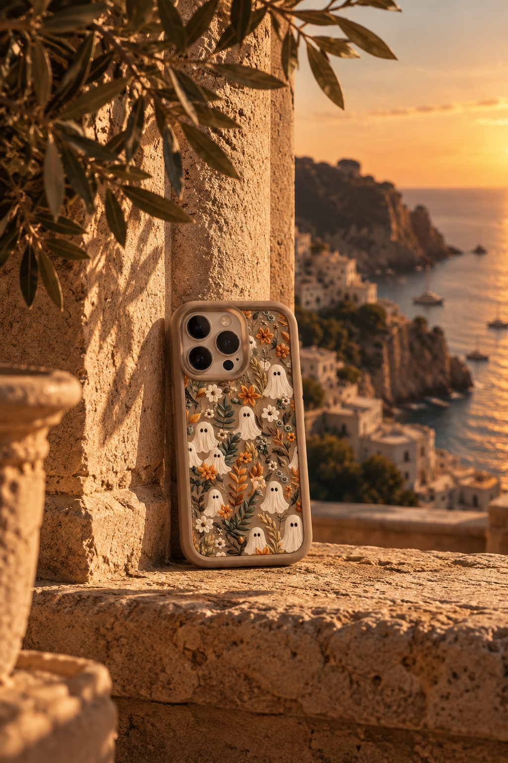 Floral Ghost Phone Case – Vintage Flower Pattern Protective Phone Case