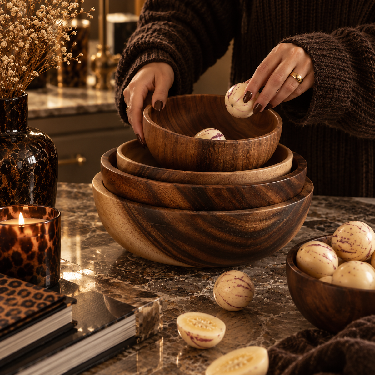 Natural Wooden Serving Bowl | Handcrafted Wood Bowl | Rustic Kitchen & Table Decor