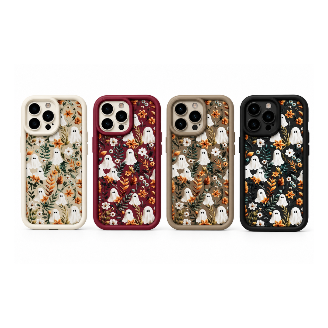 Floral Ghost Phone Case – Vintage Flower Pattern Protective Phone Case