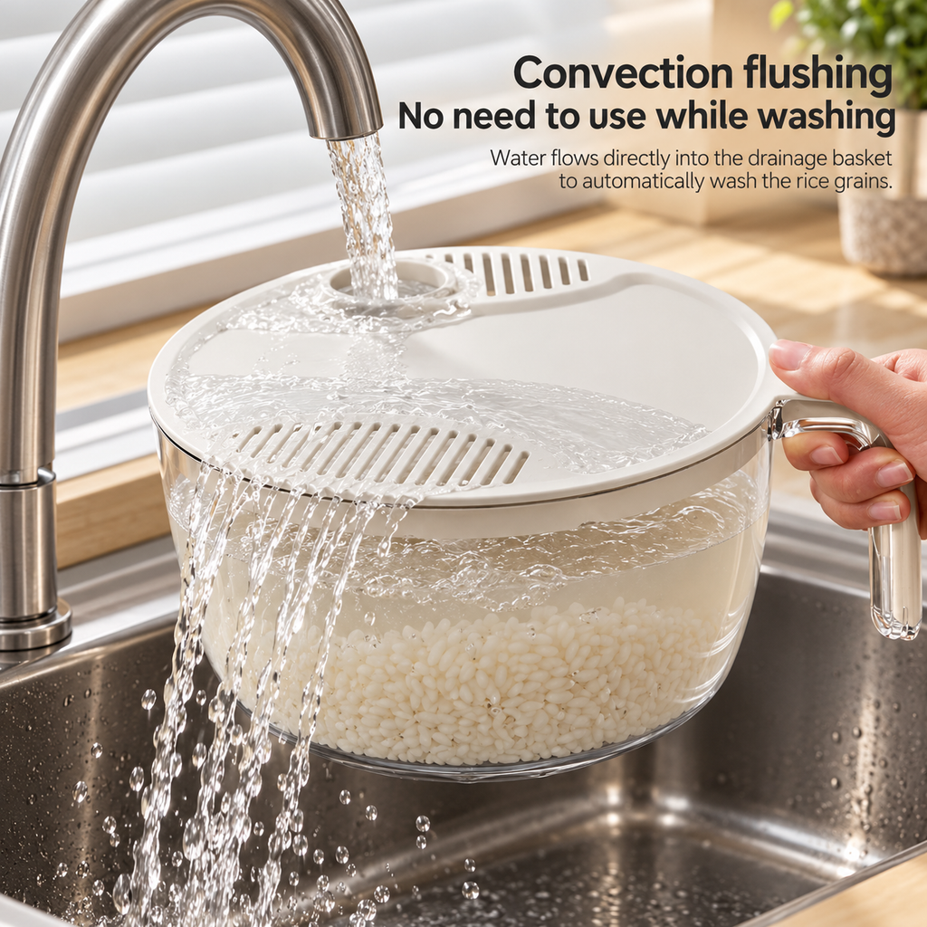2-in-1 Rice & Vegetable Washer Bowl – Multifunctional Kitchen Strainer & Drainer