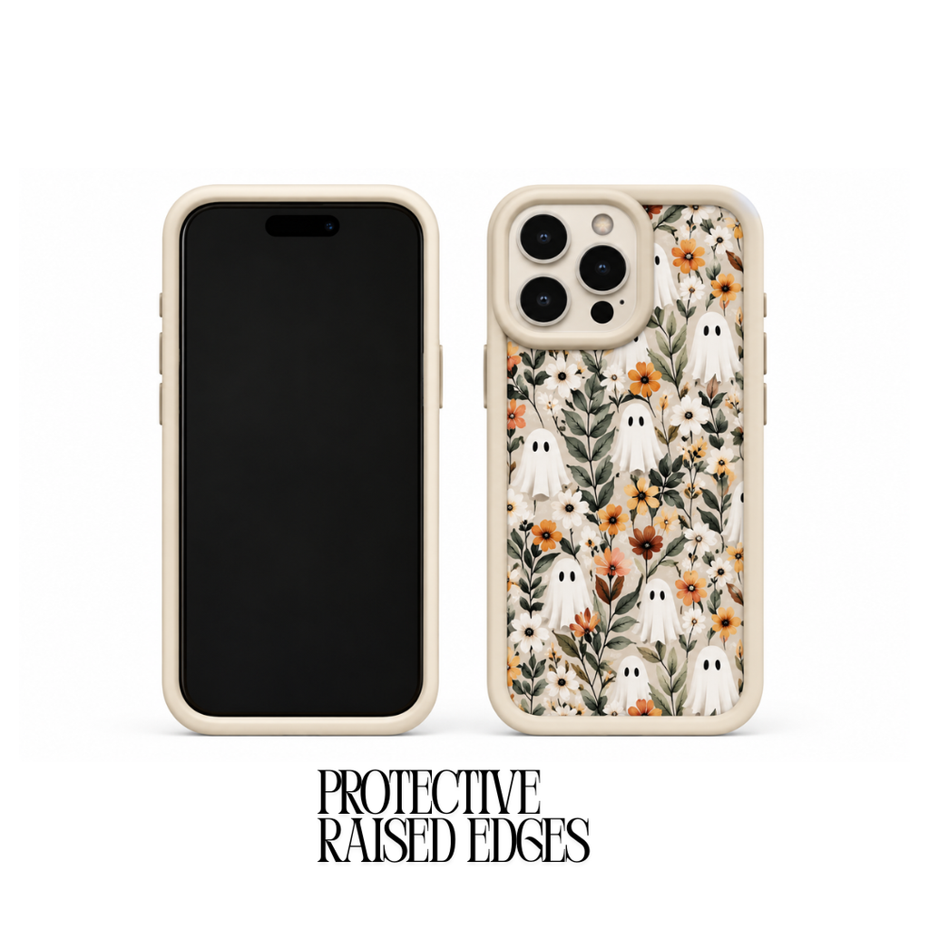 Floral Ghost Phone Case – Vintage Flower Pattern Protective Phone Case