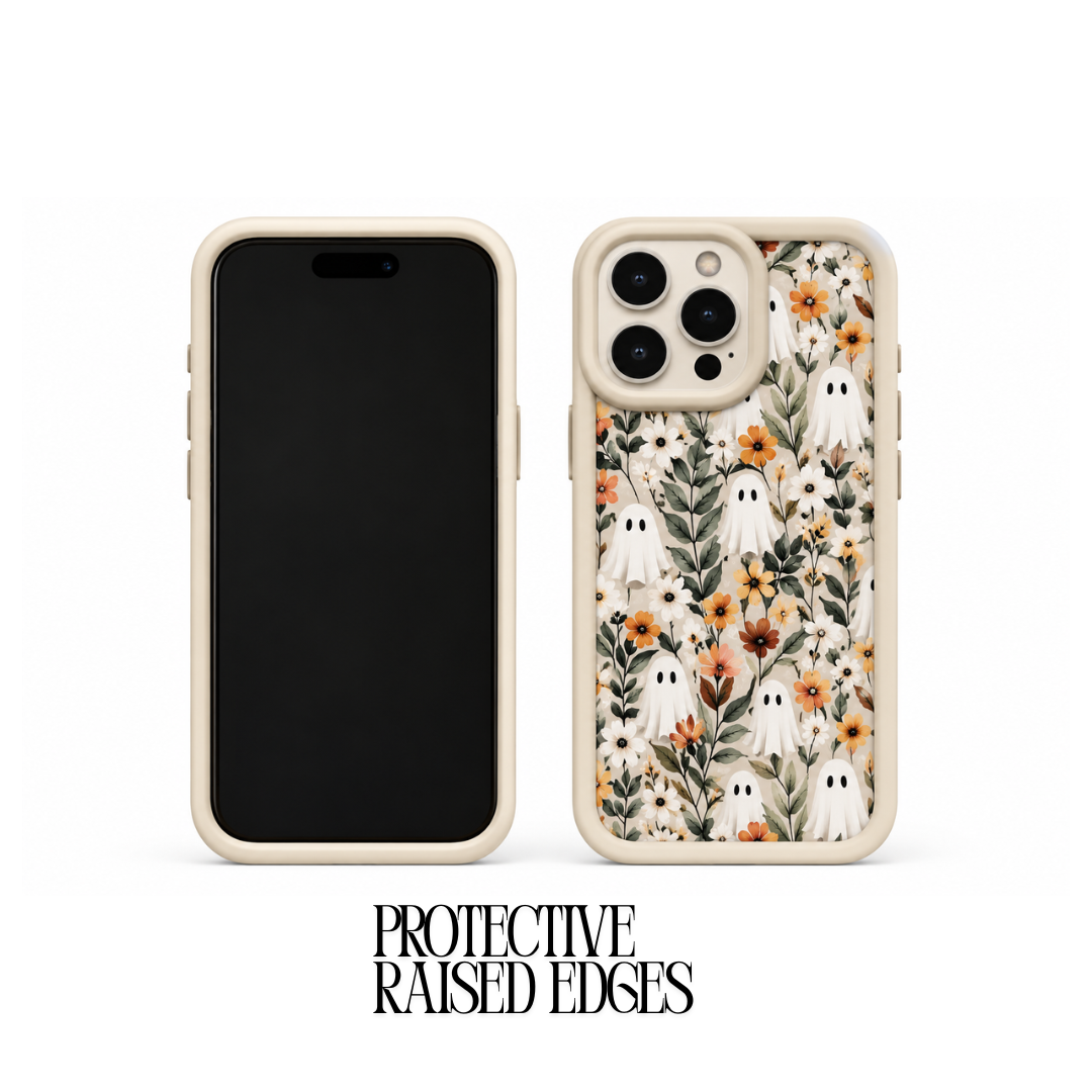 Floral Ghost Phone Case – Vintage Flower Pattern Protective Phone Case
