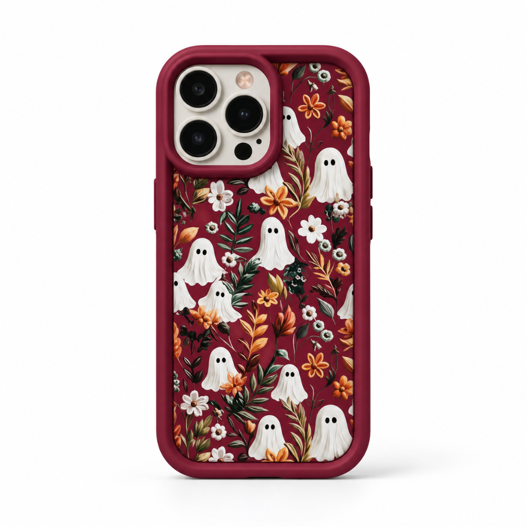 Floral Ghost Phone Case – Vintage Flower Pattern Protective Phone Case