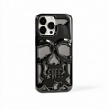 Black Chrome Skull Phone Case – 3D Sculpted Skull Design Protective Phone Cover