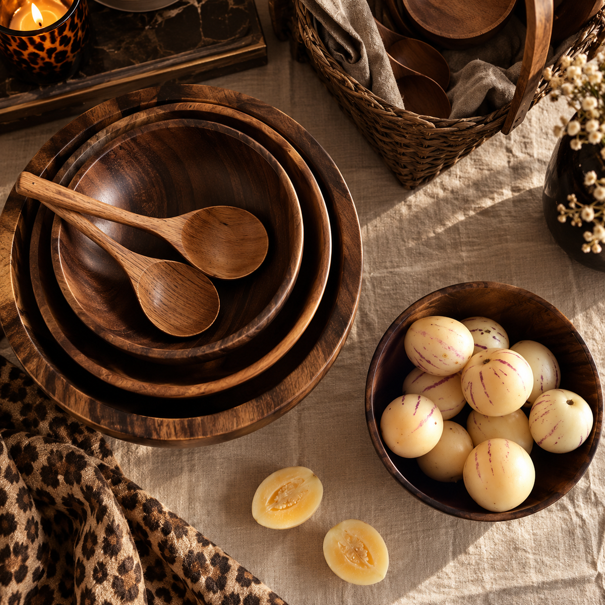 Natural Wooden Serving Bowl | Handcrafted Wood Bowl | Rustic Kitchen & Table Decor