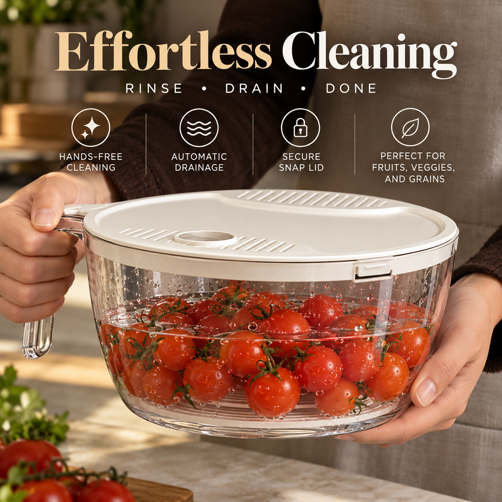 2-in-1 Rice & Vegetable Washer Bowl – Multifunctional Kitchen Strainer & Drainer