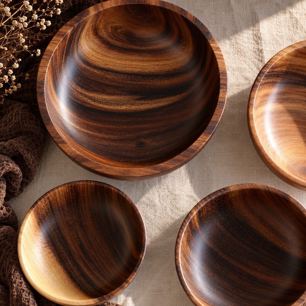 Natural Wooden Serving Bowl | Handcrafted Wood Bowl | Rustic Kitchen & Table Decor