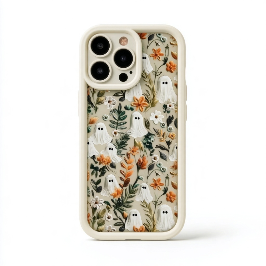 Floral Ghost Phone Case – Vintage Flower Pattern Protective Phone Case
