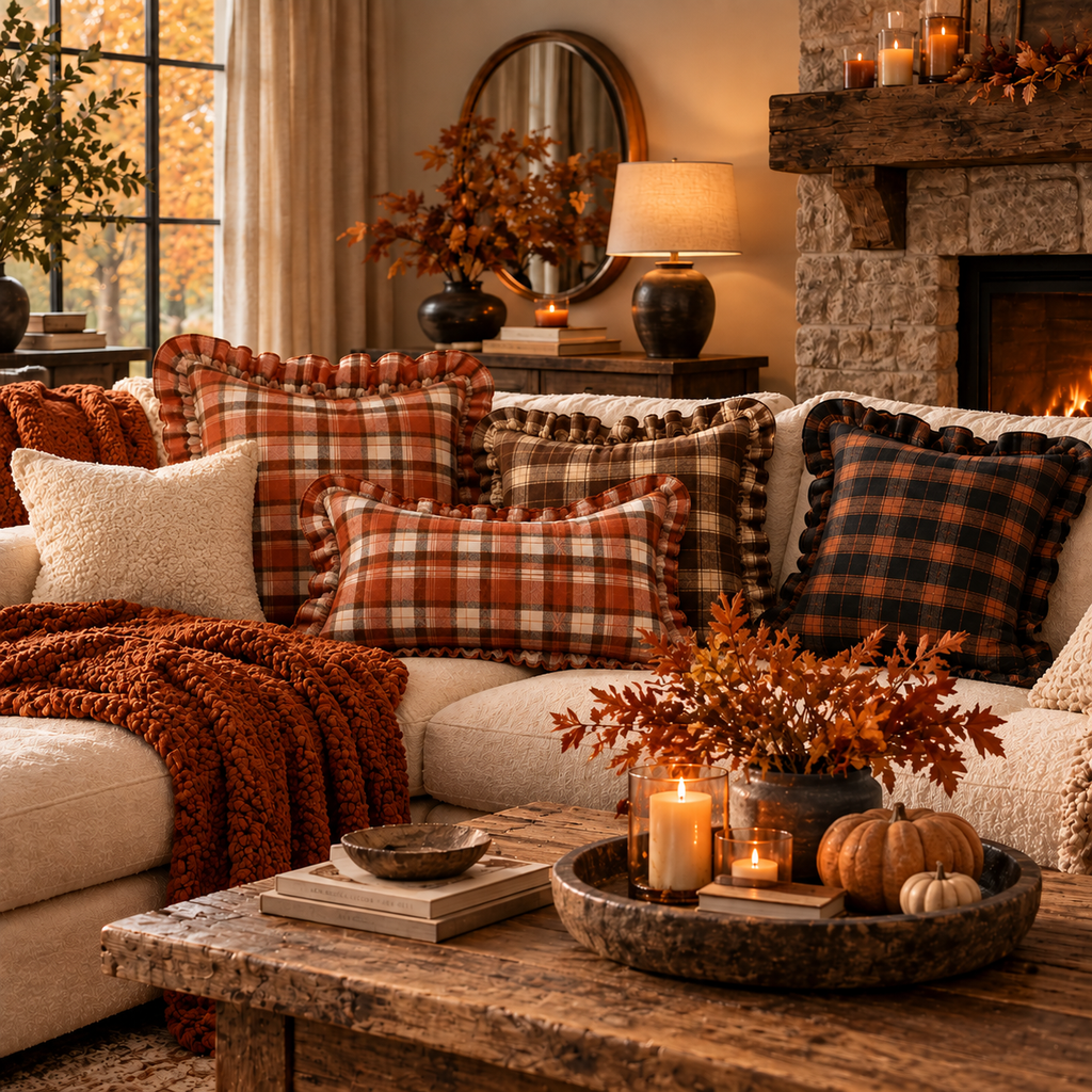 Luxe Pleated Ruffle Edge Throw Pillows