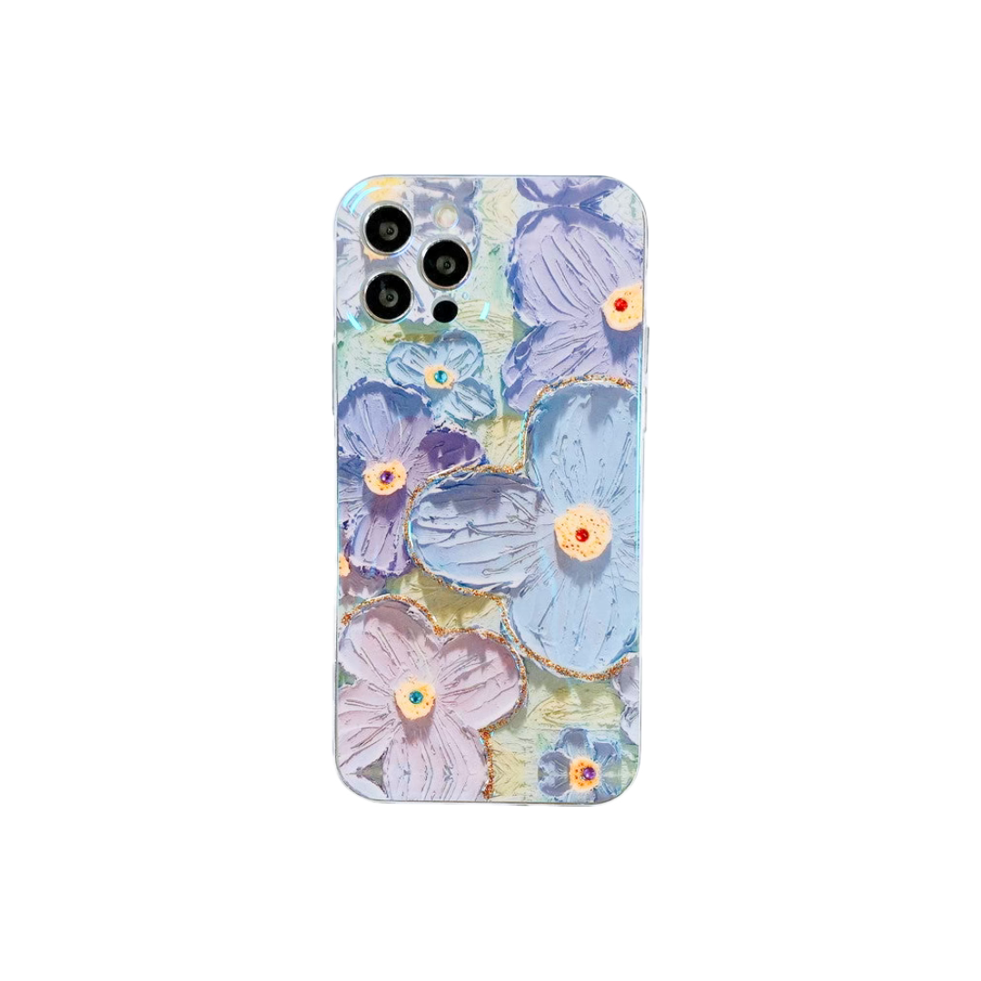 Pastel Blue Oil Painting Phone Case – Abstract Artistic Design Protective Case