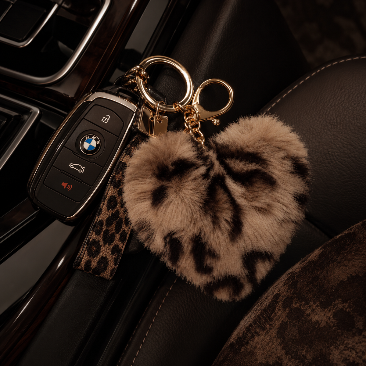 Plush Leopard Bag Charm | Cute Faux Fur Keychain | Cozy Animal Purse Charm