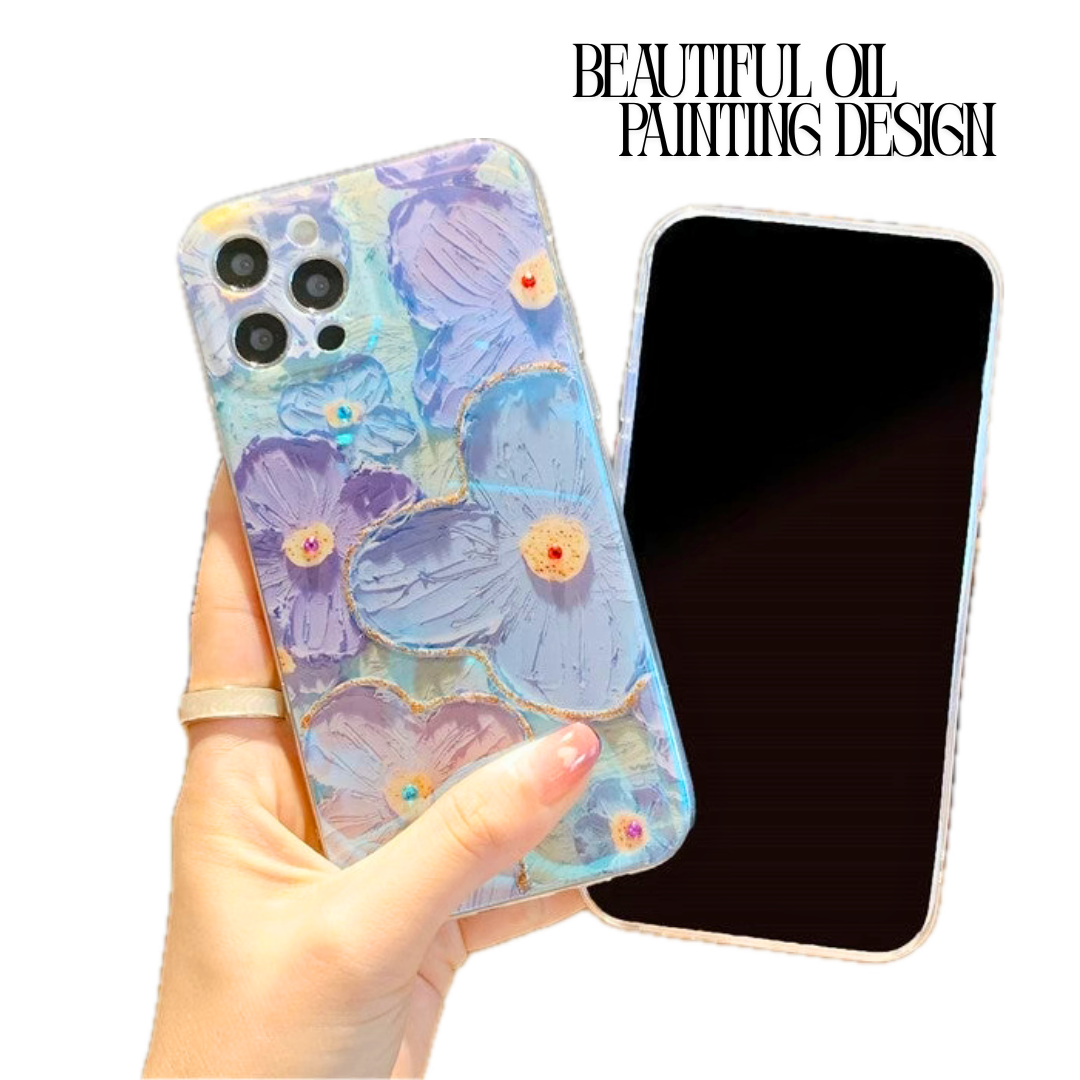 Pastel Blue Oil Painting Phone Case – Abstract Artistic Design Protective Case