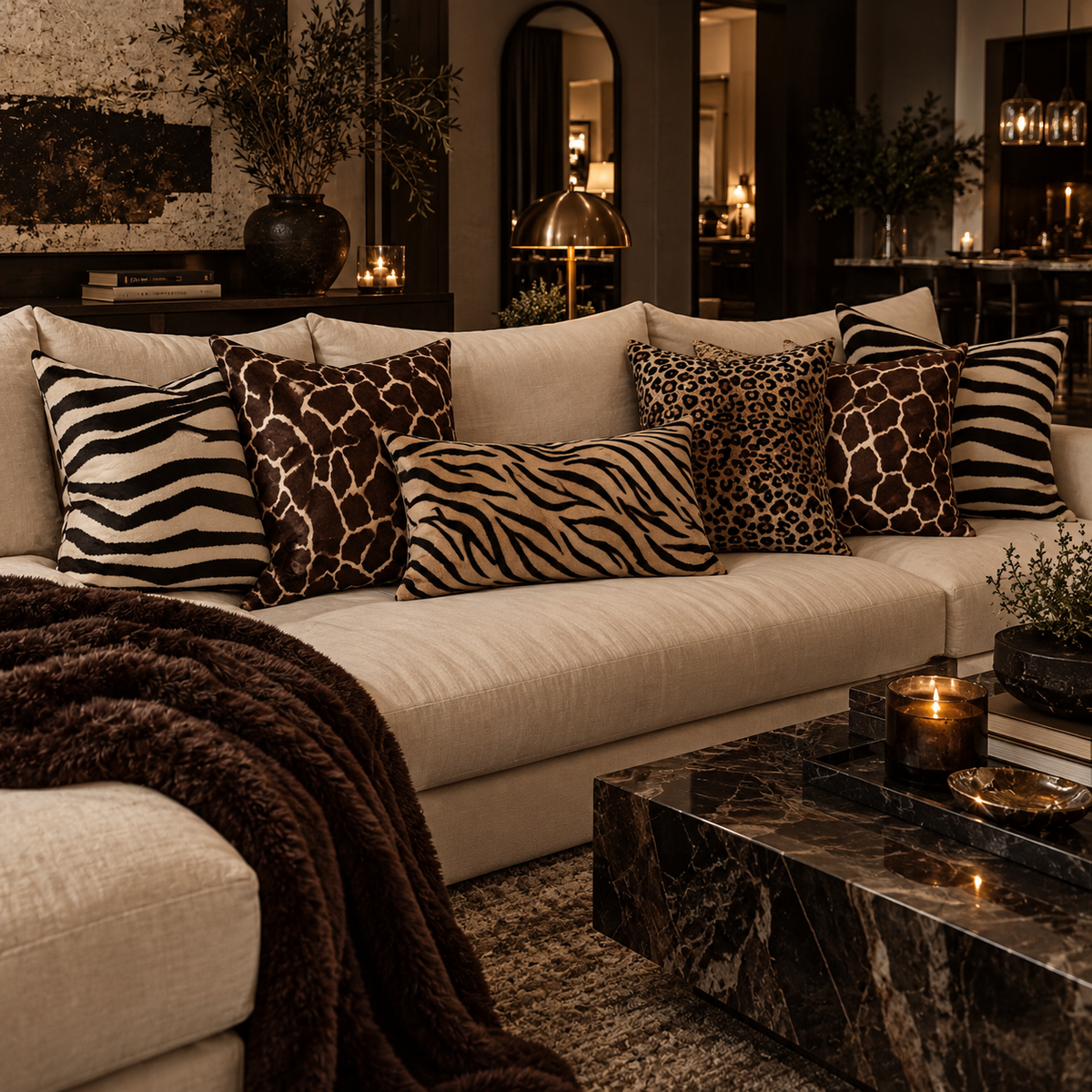 Luxe Animal Print Throw Pillow Cover | Leopard, Zebra & Giraffe Accent Pillow | Plush Decorative Cushion Cover | Statement Home Decor