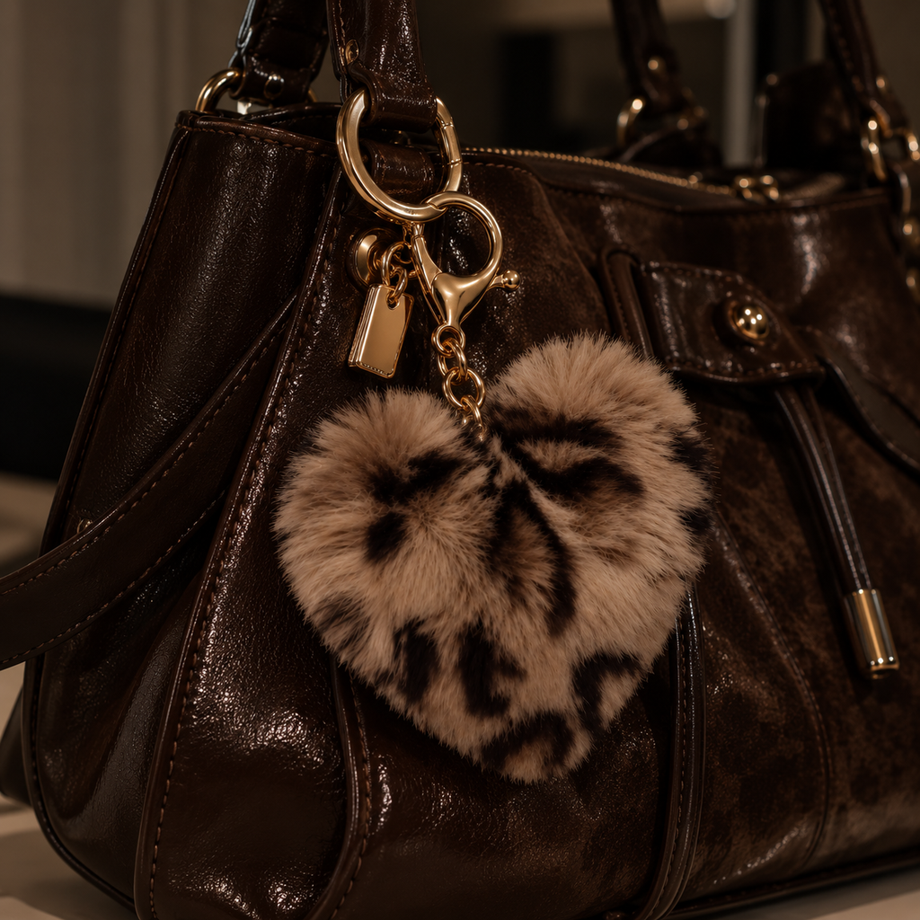 Plush Leopard Bag Charm | Cute Faux Fur Keychain | Cozy Animal Purse Charm