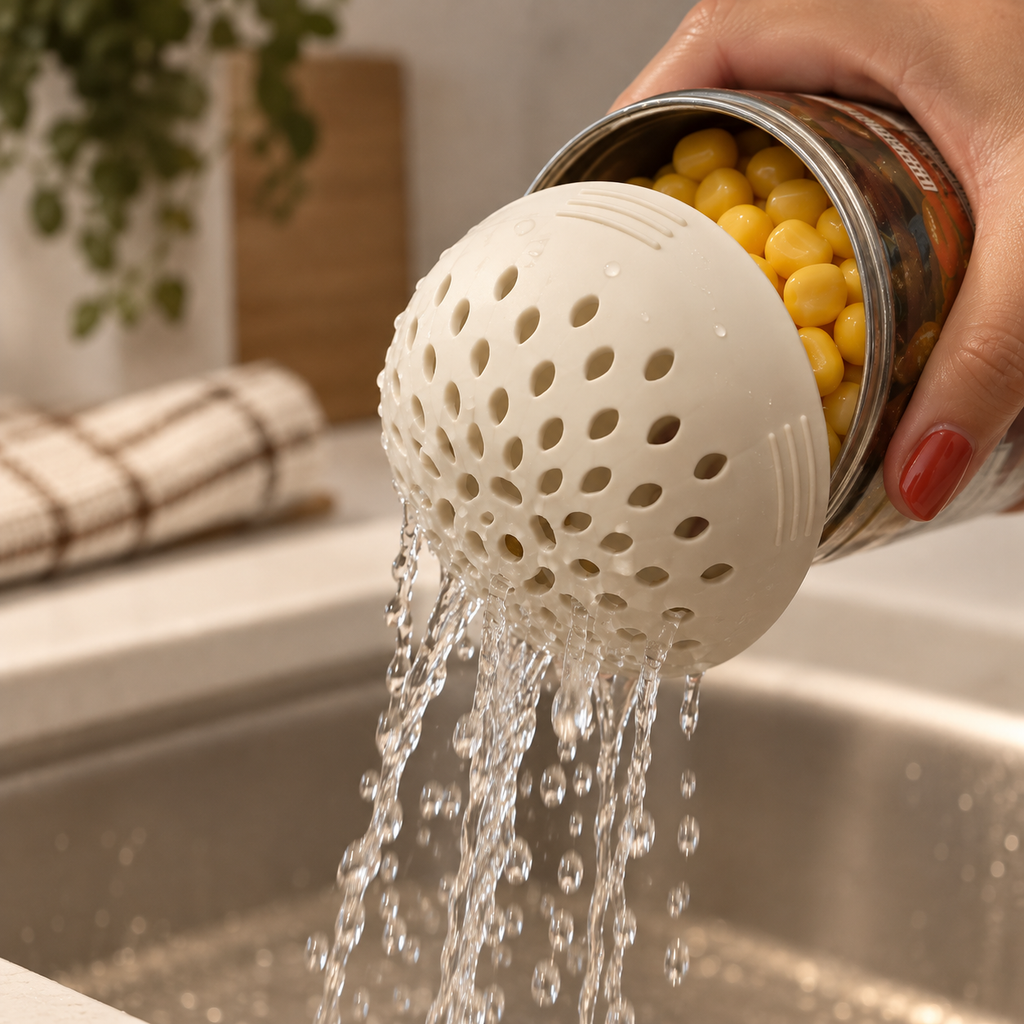 Universal Can Strainer & Drainer – Reusable Kitchen Tool for Tuna, Beans & Canned Foods