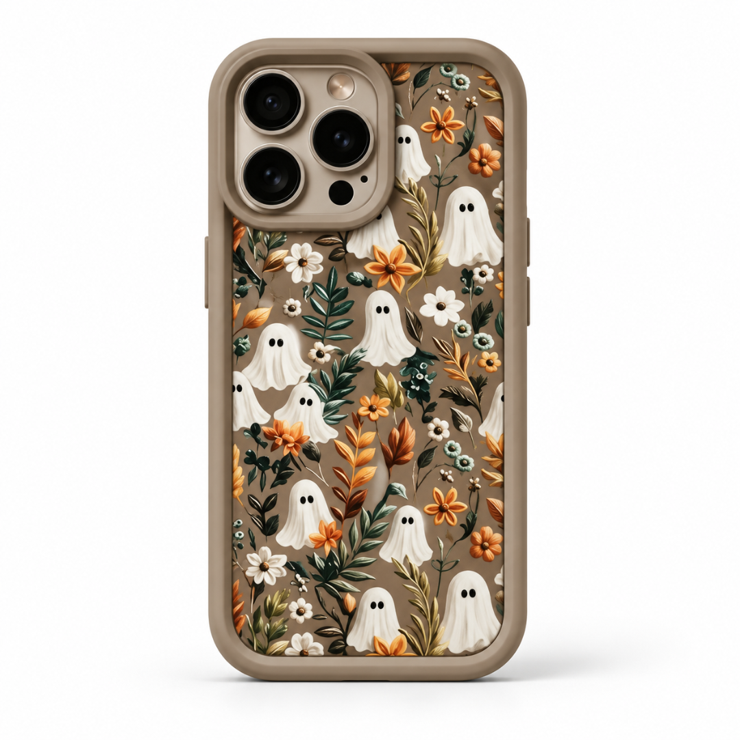 Floral Ghost Phone Case – Vintage Flower Pattern Protective Phone Case