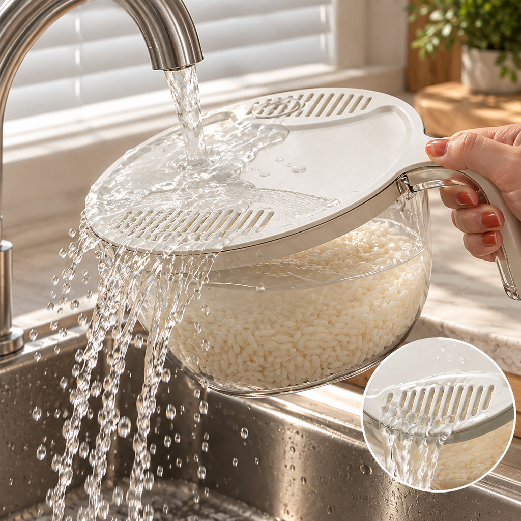 2-in-1 Rice & Vegetable Washer Bowl – Multifunctional Kitchen Strainer & Drainer