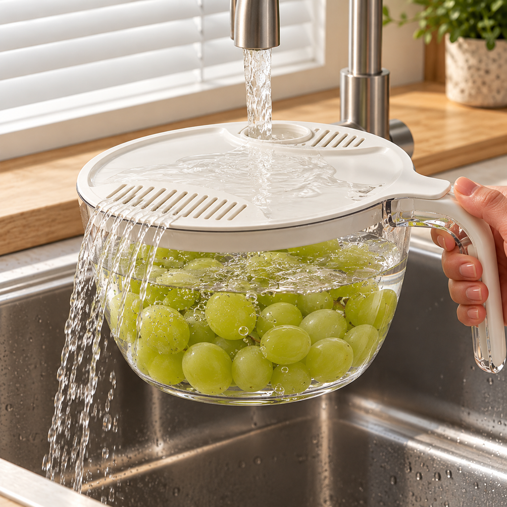 2-in-1 Rice & Vegetable Washer Bowl – Multifunctional Kitchen Strainer & Drainer