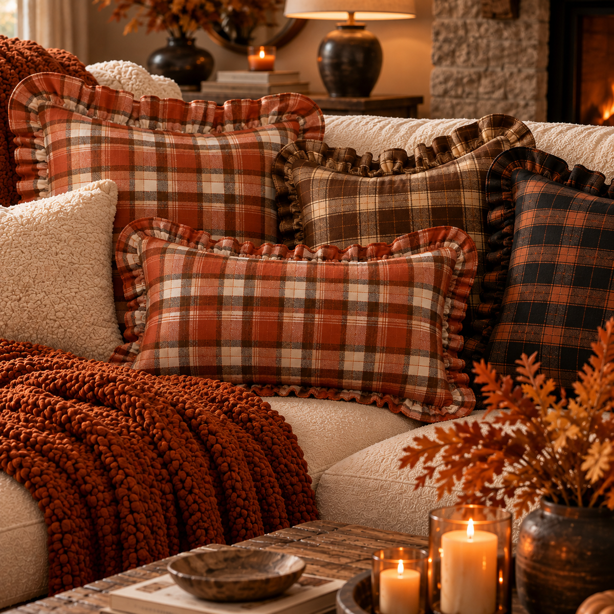 Luxe Pleated Ruffle Edge Throw Pillows