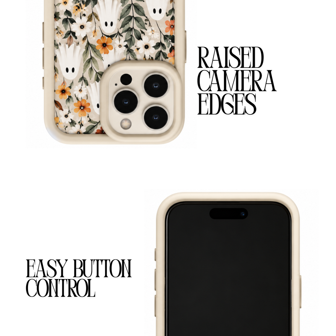 Floral Ghost Phone Case – Vintage Flower Pattern Protective Phone Case